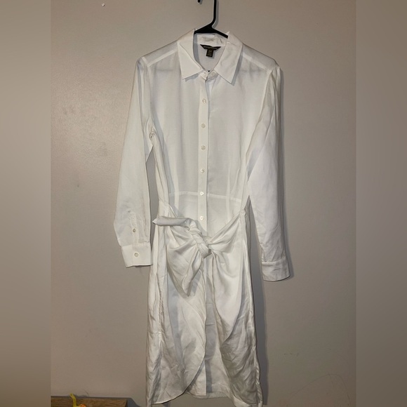 Tommy Bahama White Midi Tie Front Dress Linen Blend S - Picture 2 of 6